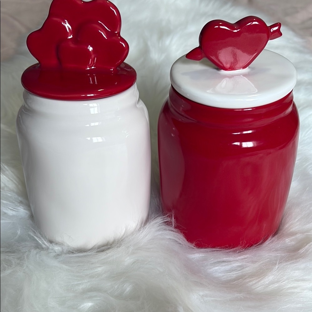 Rae Dunn Red and White Food Storage Jars - Picture 3 of 5